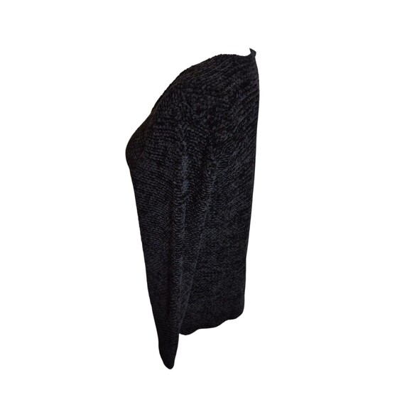 Sears The Designer Group VTG 80s 90s Chenille Cardigan Sweater Black Sz M - Picture 3 of 7